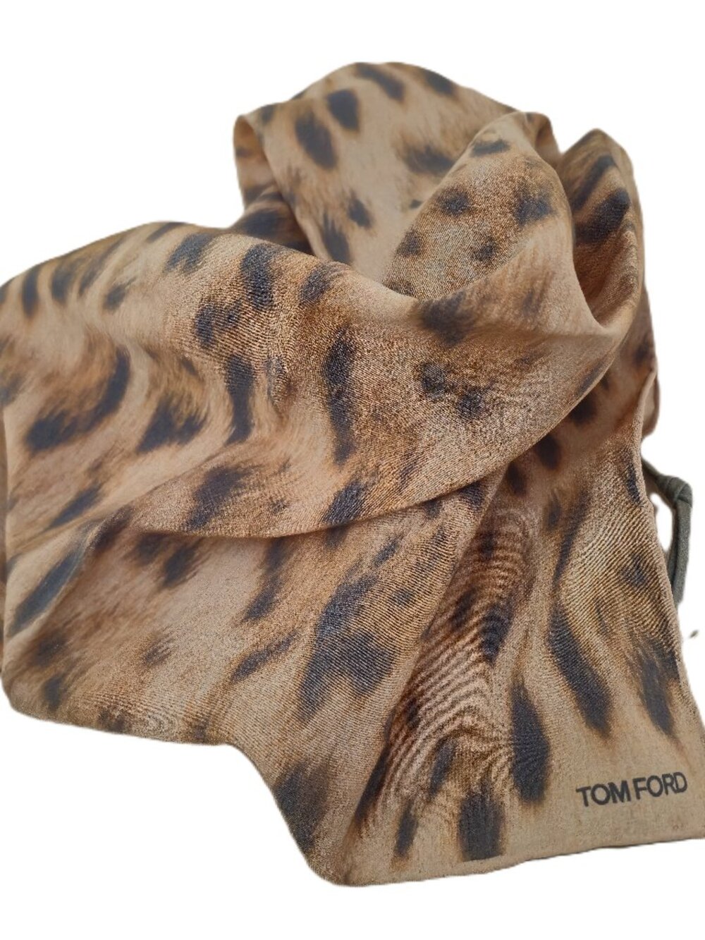 NWT $195 TOM FORD Peach Gray Shades Silk Pocket Square Handkerchief